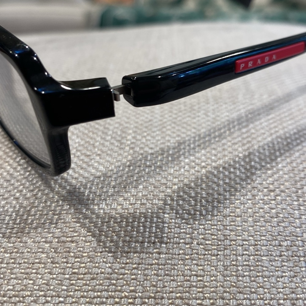 PRADA EYE GLASSES 🤓 VPS 04B 53 15 1AB 101 140 black frame side logo & flap case - Picture 13 of 16